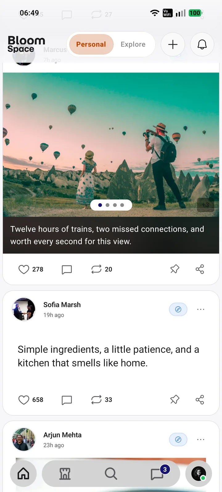 A screen from the Bloom Space app