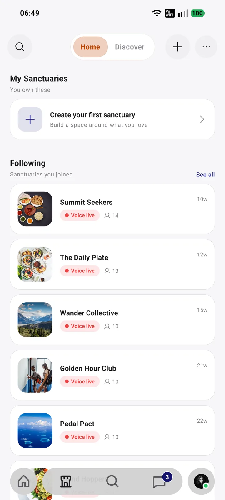 A screen from the Bloom Space app