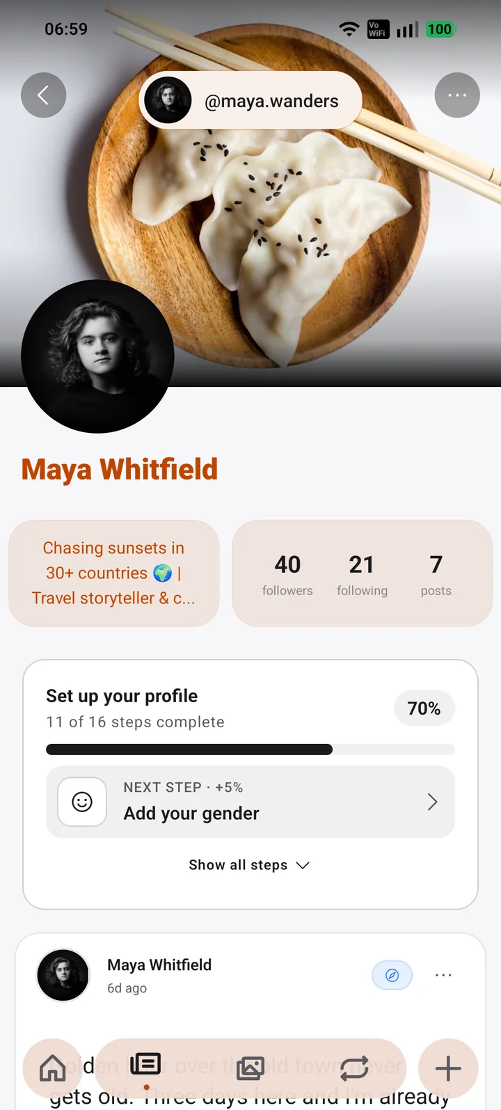 A screen from the Bloom Space app